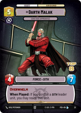 Darth Malak - Covetous Apprentice (Top 8) (21) (21) [Organized Play Promos]